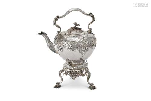 Y A Victorian silver ovoid kettle on stand by John Samuel Hunt