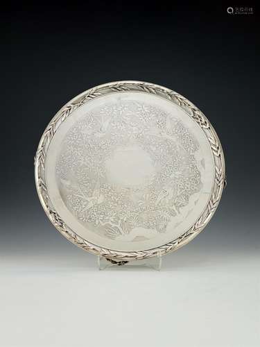 A fine Victorian Aesthetic Movement silver circular salver by Walter & John Barnard