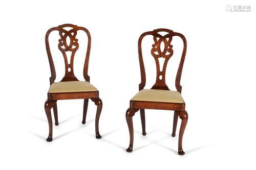 A pair of George II walnut side chairs