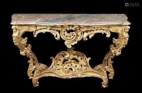 A Louis XV giltwood console table