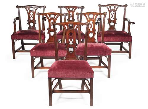 A set of eight mahogany dining chairs