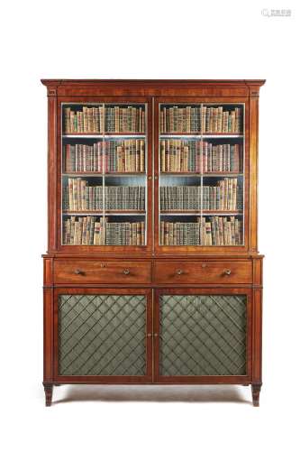 A Regency mahogany and brass mounted cabinet bookcase