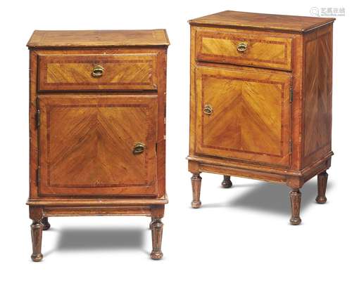 A pair of Italian walnut bedside cabinets, late 18th century