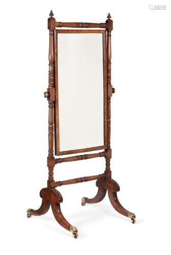 A George IV mahogany cheval mirror
