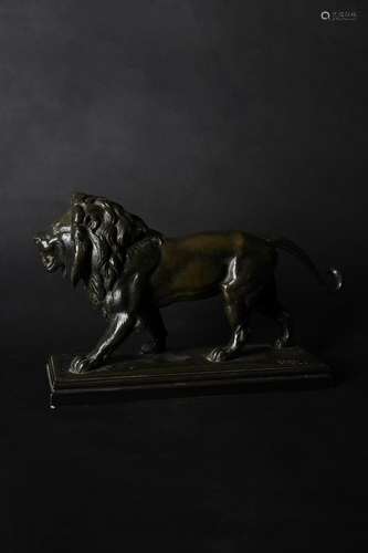 After Antoine-Louis Barye (1795-1875), Lion qui Marche