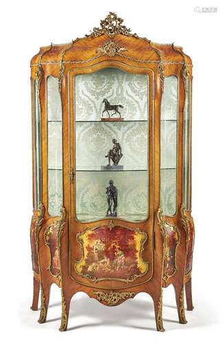 Y A French kingwood and gilt metal mounted 'Vernis Martin' vitrine