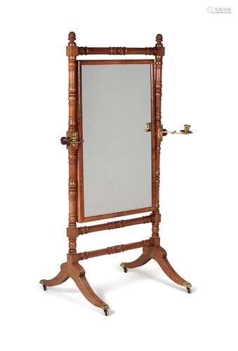 A Regency mahogany cheval mirror