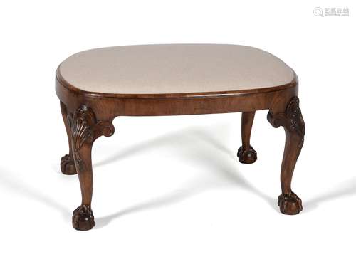 Another walnut and upholstered stool, in George II style