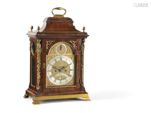 A George III brass mounted mahogany table clock