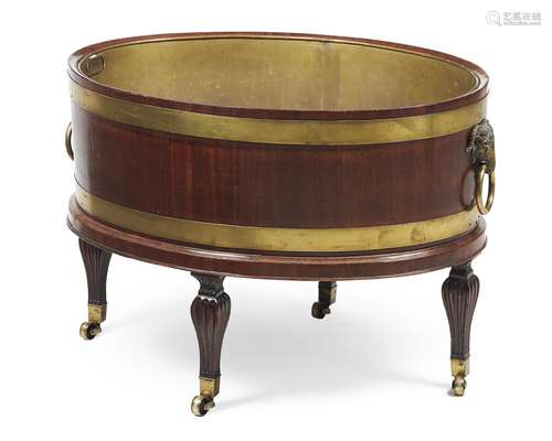 A Regency mahogany and brass bound wine cooler