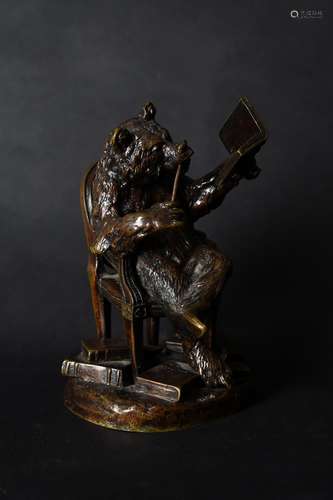 Cristophe Fratin (1800-1864), a patinated bronze model of a 'Literary Bear'