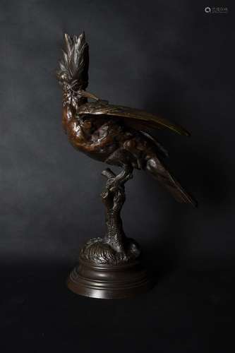 Alfred Dubucand (1828-1894) ), a rare patinated bronze model of a Hoopoe