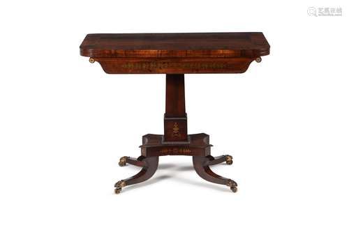 Y A Regency rosewood and brass marquetry card table