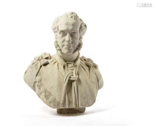 An impressive Victorian sculpted marble portrait bust of Henry Temple