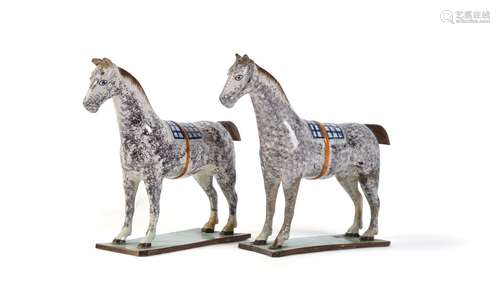 Two similar pearlware models of dappled grey horses of St. Anthony's Pottery type