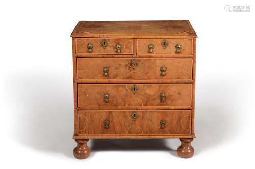 A William & Mary walnut and parquetry chest of drawers