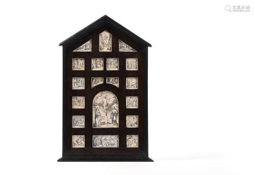 Y A Continental ivory and rosewood 'polyptych' with Scenes of the Passion of Christ