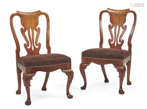 A pair of George II 'red walnut' side chairs