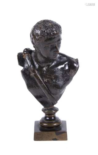 An Italian patinated bronze bust of a young Emperor, possibly Tiberius as a youth, 17th century