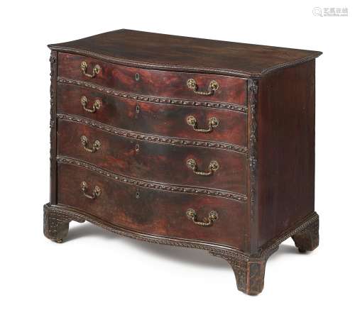 A George II mahogany serpentine dressing chest of drawers