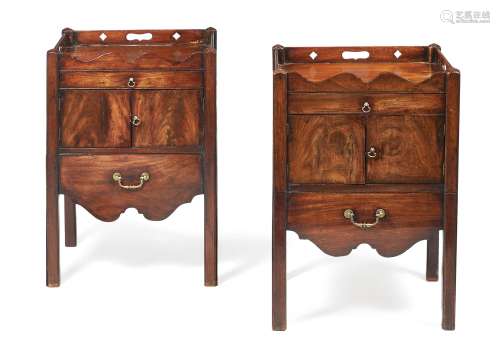 A pair of George III mahogany bedside commodes