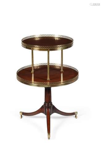 A Regency mahogany and brass mounted two tier dumb waiter