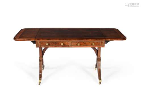 Y A Regency rosewood and partridgewood crossbanded sofa table