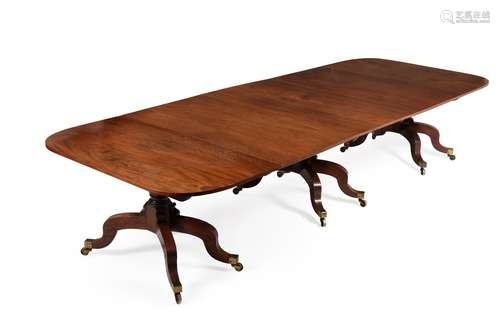 A Regency mahogany triple pedestal dining table