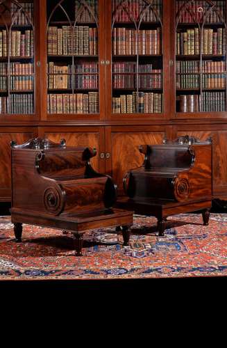 A pair of Regency mahogany library steps