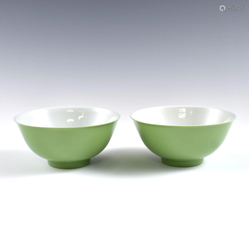 Qing famille verte monochrome bowls