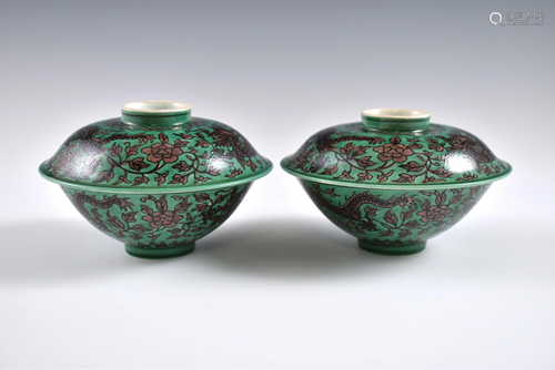 PR. Qing Dragon famille Verte bowls