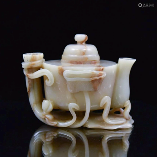 CHINESE JADE LIDDED TEA POT