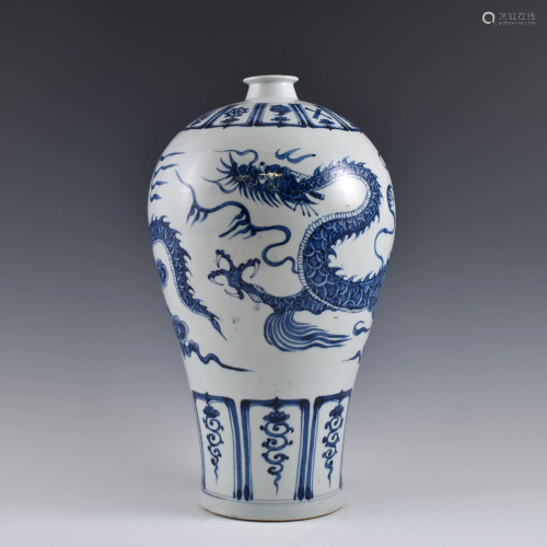 Yuan Blue and white Dragon Meiping Jar