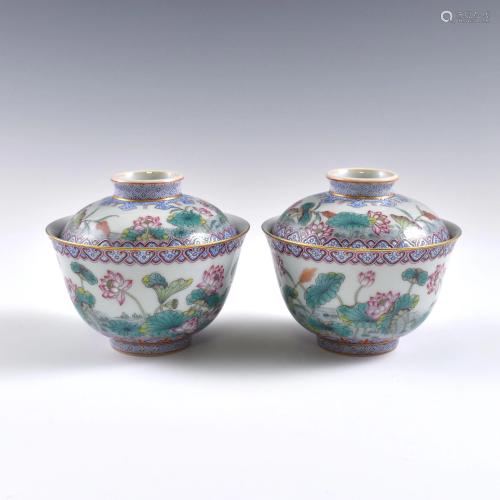PR. Yongzheng doucai motif lidded bowls
