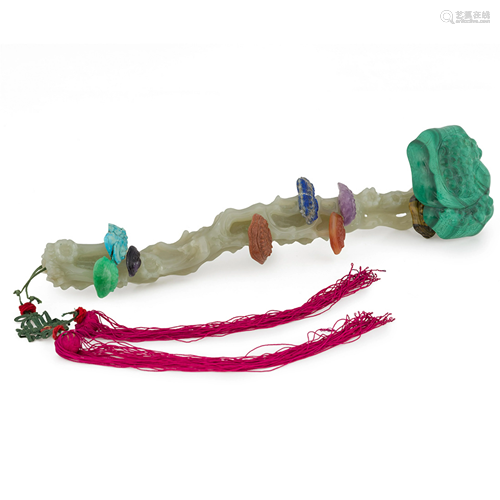 JADE & SEMI-PRECIOUS STONES RUYI SCEPTER