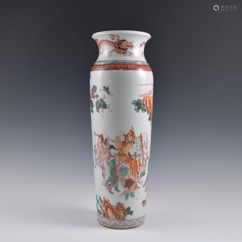 Kangxi Immortal motif elephant leg vase