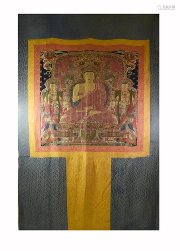 18TH C LARGE AMOGHASIDDHI BUDDHA EMBROID…