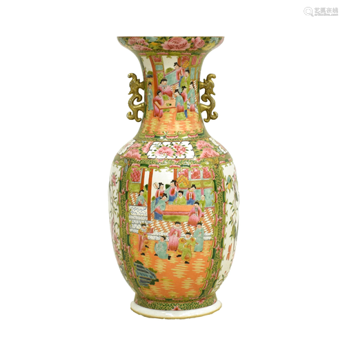 ROSE MEDALLION CANTON FLOOR VASES