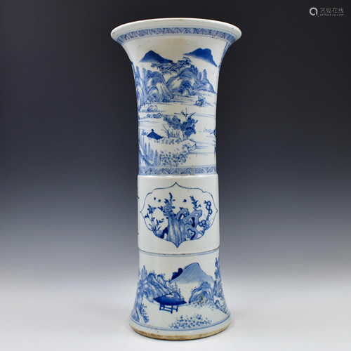 FINE CHINESE WUCAI PORCELAIN GU VASE