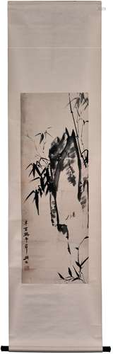 A CHINESE INK ON PAPER 'BAMBOO' PAINTING