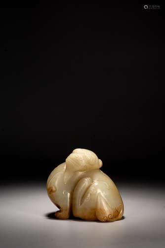 A CHINESE JADE CARVING OF MYTHICAL BEAST