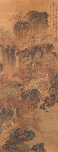 A COLOR & INK ON SILK 'LANDSCAPE' PAINTING, ATTRIBUTED WEN ZHENGMING