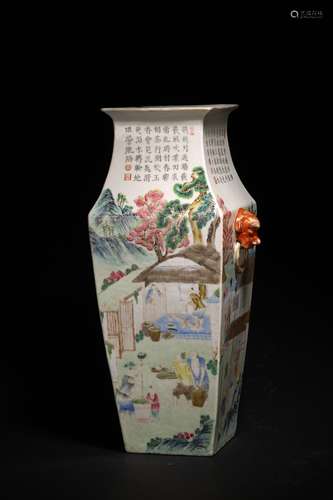 A CHINESE FAMILLE ROSE INSCRIBED 'PLOWING & WEAVING' VASE