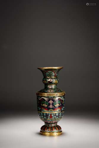 A CLOISONNE ENAMEL 'TAOTIE' GU VASE