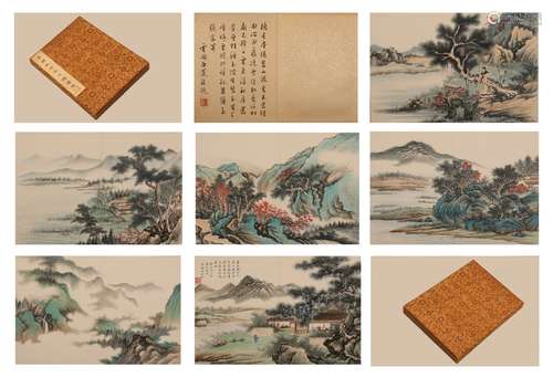 COLOR AND INK ON PAPER 'LANDSCAPE' ALBUM, ATTRIBUTED WU HUFAN