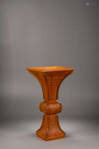 A CHINESE BAMBOO VENEER GU VASE