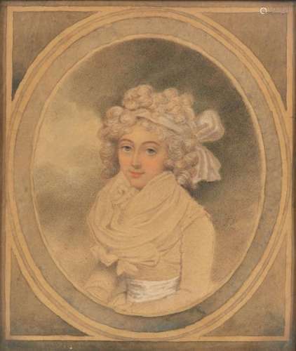 John DOWNMAN (1750 1824). Portrait de femme en bus…