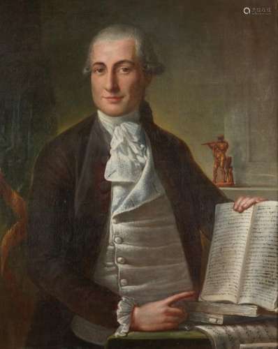 École française vers 1790. Portrait d'homme tenant…