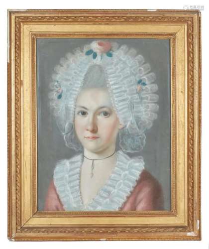 École française vers 1770. Jeune fille au bonnet d…