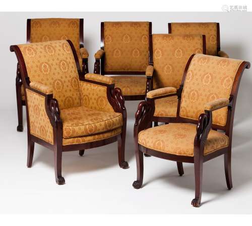 A set of four Empire style fauteuils